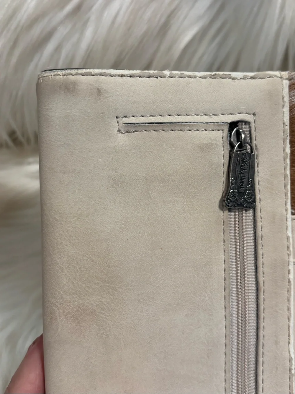 Trinity Ranch Hair On Western Wallet Wristlet Studded Fur Preloved